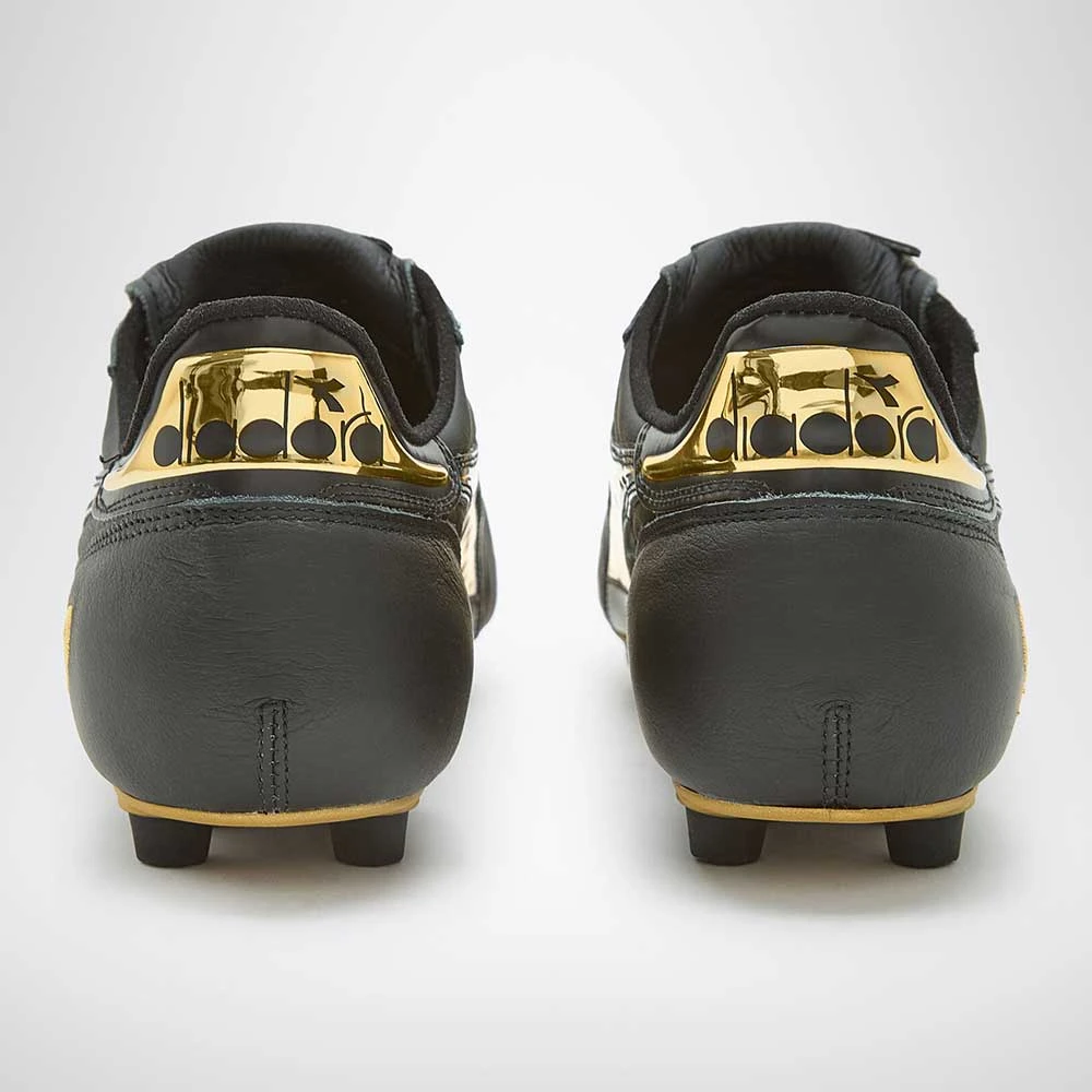 Diadora Men's Brasil #9 Italy LT+MDPU Soccer Shoe - Black/Gold 8 Diadora Men's Brasil #9 Italy LT+MDPU Soccer Shoe - Black/Gold - Image 6
