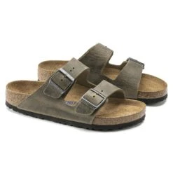 Birkenstock Arizona Soft Footbed Faded Khaki Oiled Nubuck Leather- Regular/Wide -Sports Store 1019313 pair