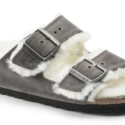 Birkenstock Arizona Shearling Sandals - Iron Natural- Medium/Narrow -Sports Store 1021067 detail 1