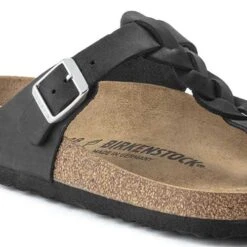 Birkenstock Gizeh Braid Suede Black Oil Leather- Regular/Wide -Sports Store 1021349 detail 1