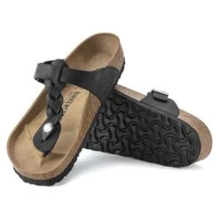 Birkenstock Gizeh Braid Suede Black Oil Leather- Regular/Wide -Sports Store 1021349 sole