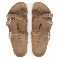 Birkenstock Women's Franca Oiled Leather Sandal - Cognac - Regular/Wide -Sports Store 1024052 top