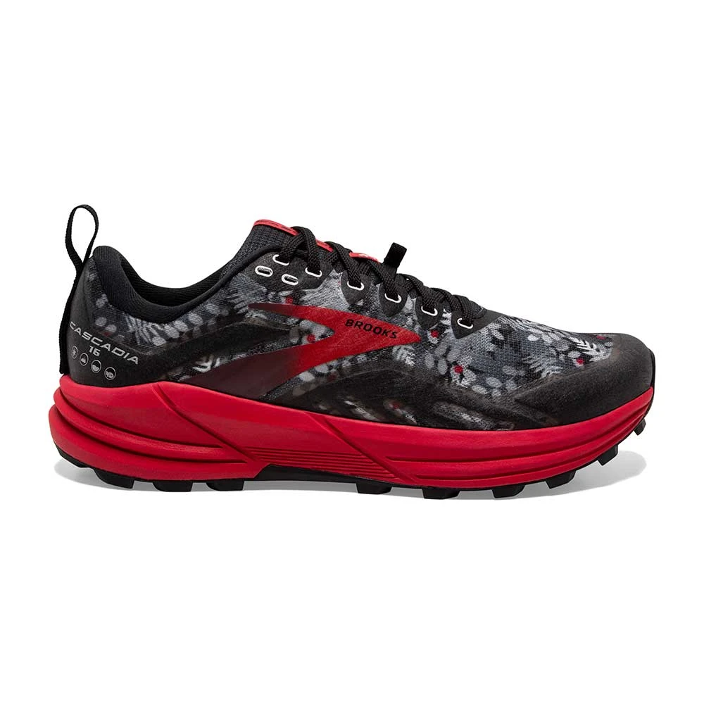 BROOKS Men's Cascadia 16 Trail Running Shoe - Black/Grey/Red - Regular (D) 3 BROOKS Men's Cascadia 16 Trail Running Shoe - Black/Grey/Red - Regular (D)