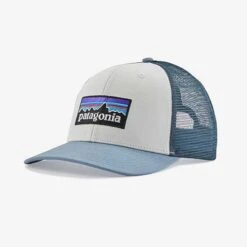 Patagonia P-6 Logo Trucker Hat - White W/Light Plume Grey