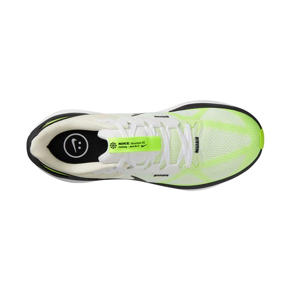 Men's Nike Air Zoom Structure 25 Running Shoe - White/Black-Volt-Phantom- Regular (D) 6 Men's Nike Air Zoom Structure 25 Running Shoe - White/Black-Volt-Phantom- Regular (D) - Image 4
