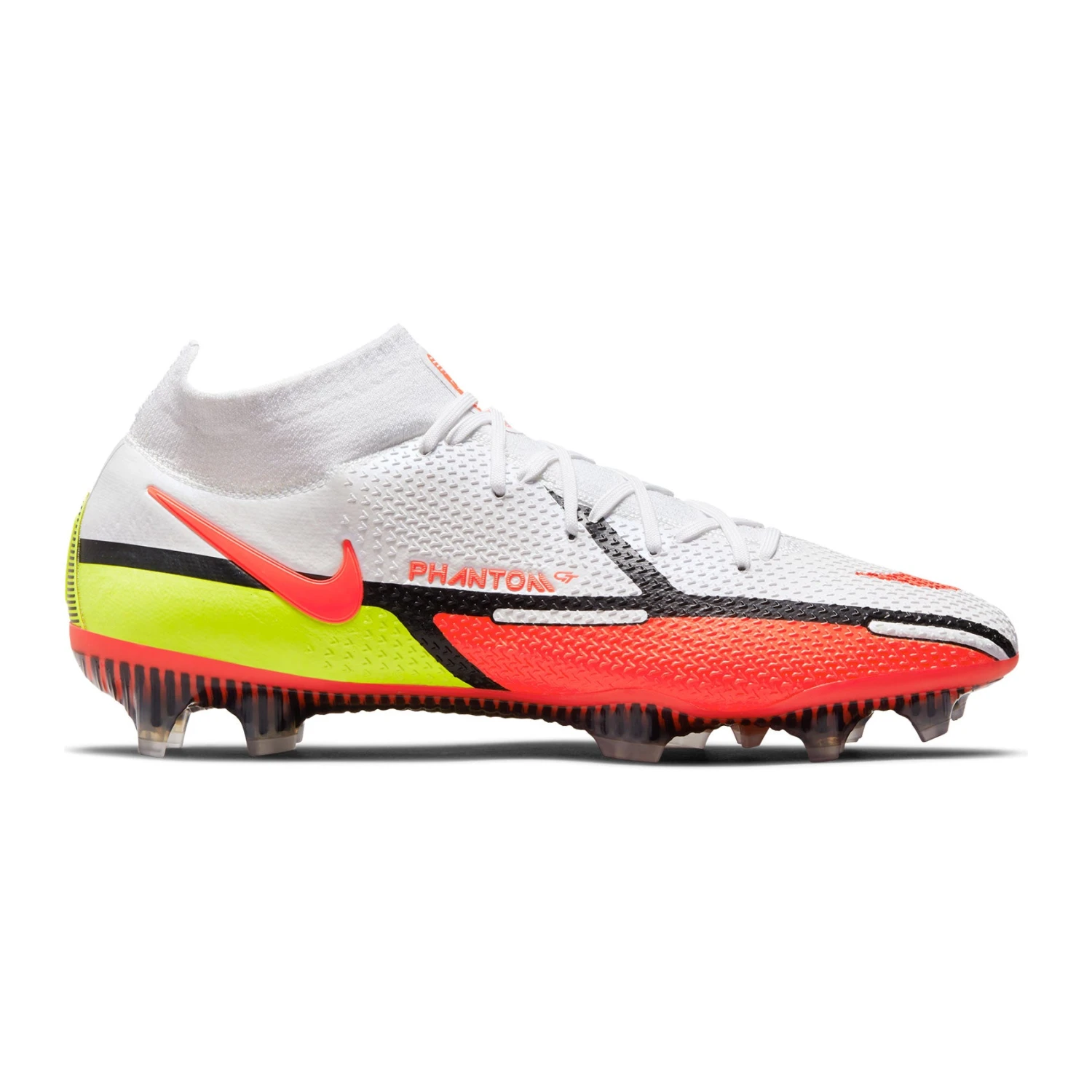 Nike Unisex Phantom GT2 Elite Dynamic Fit FG Soccer Shoes - White/Bright Crimson/Volt - Regular (D) 3 Nike Unisex Phantom GT2 Elite Dynamic Fit FG Soccer Shoes - White/Bright Crimson/Volt - Regular (D)