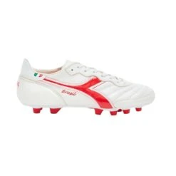 Diadora Men's Brasil Italy OG Lt+ FG Soccer Shoe - White/Milano Red