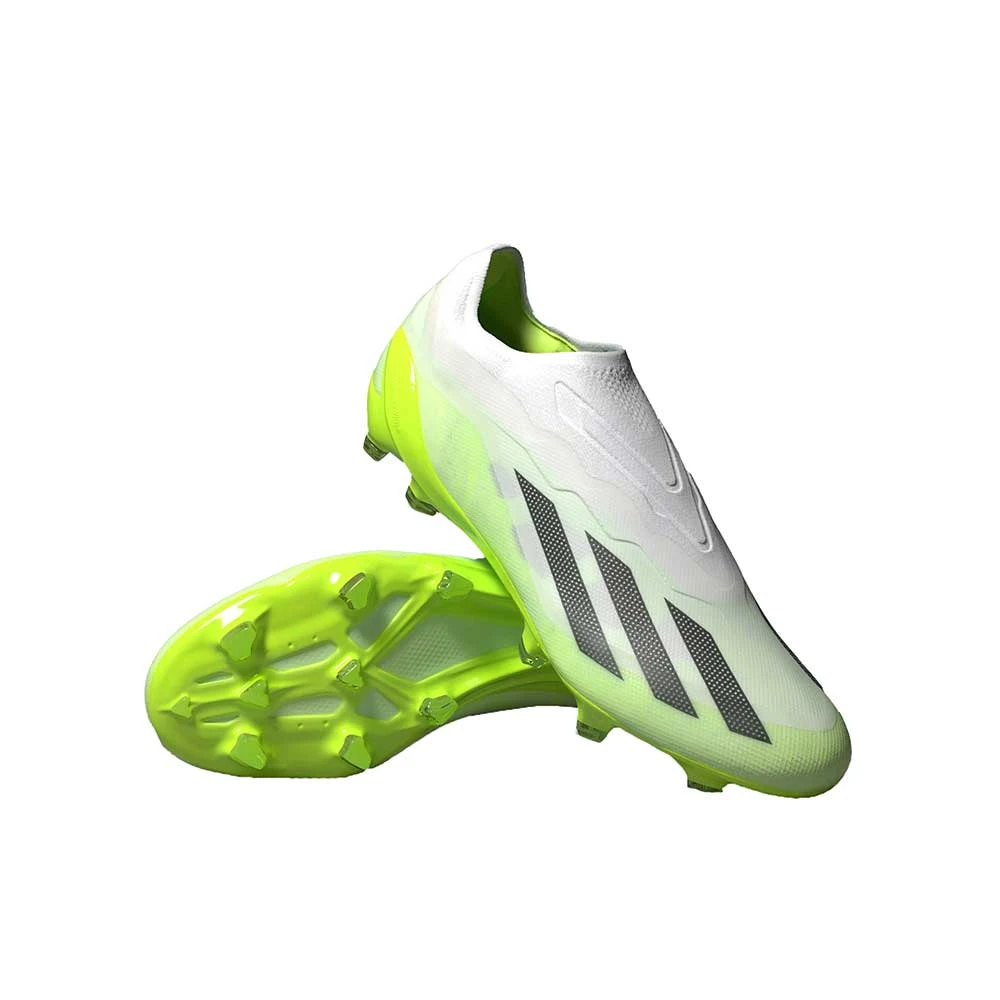 ADIDAS Unisex X Crazyfast .1 Laceless FG Soccer Cleat - Cloud White / Core Black / Lucid Lemon - Regular (D) 4 ADIDAS Unisex X Crazyfast .1 Laceless FG Soccer Cleat - Cloud White / Core Black / Lucid Lemon - Regular (D) - Image 2
