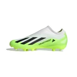 ADIDAS Unisex X Crazyfast .3 Laceless FG Soccer Cleat - Cloud White / Core Black / Lucid Lemon- Regular (D) -Sports Store X CRAZYFAST.3 LL FG White HQ4515 06 standard
