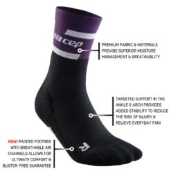 CEP Women's The Run Compression Mid Cut Socks 4.0 - Violet/Black -Sports Store run mid cut socks 4.0 w violet black WP2CSR 5 720x ec14a5f5 d9f2 4b67 9d8f 6cd8e8af0c37